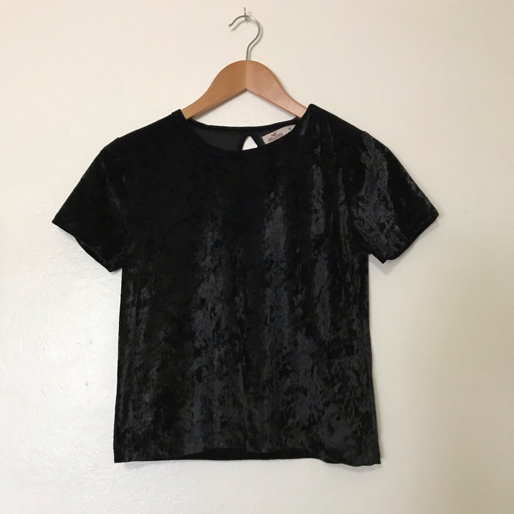 hollister black crushed velvet shirt